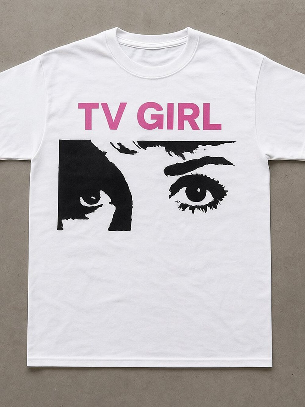 TV Girl Graphic T-Shirt | Pink & Black Eye Design | Indie Music Aesthetic